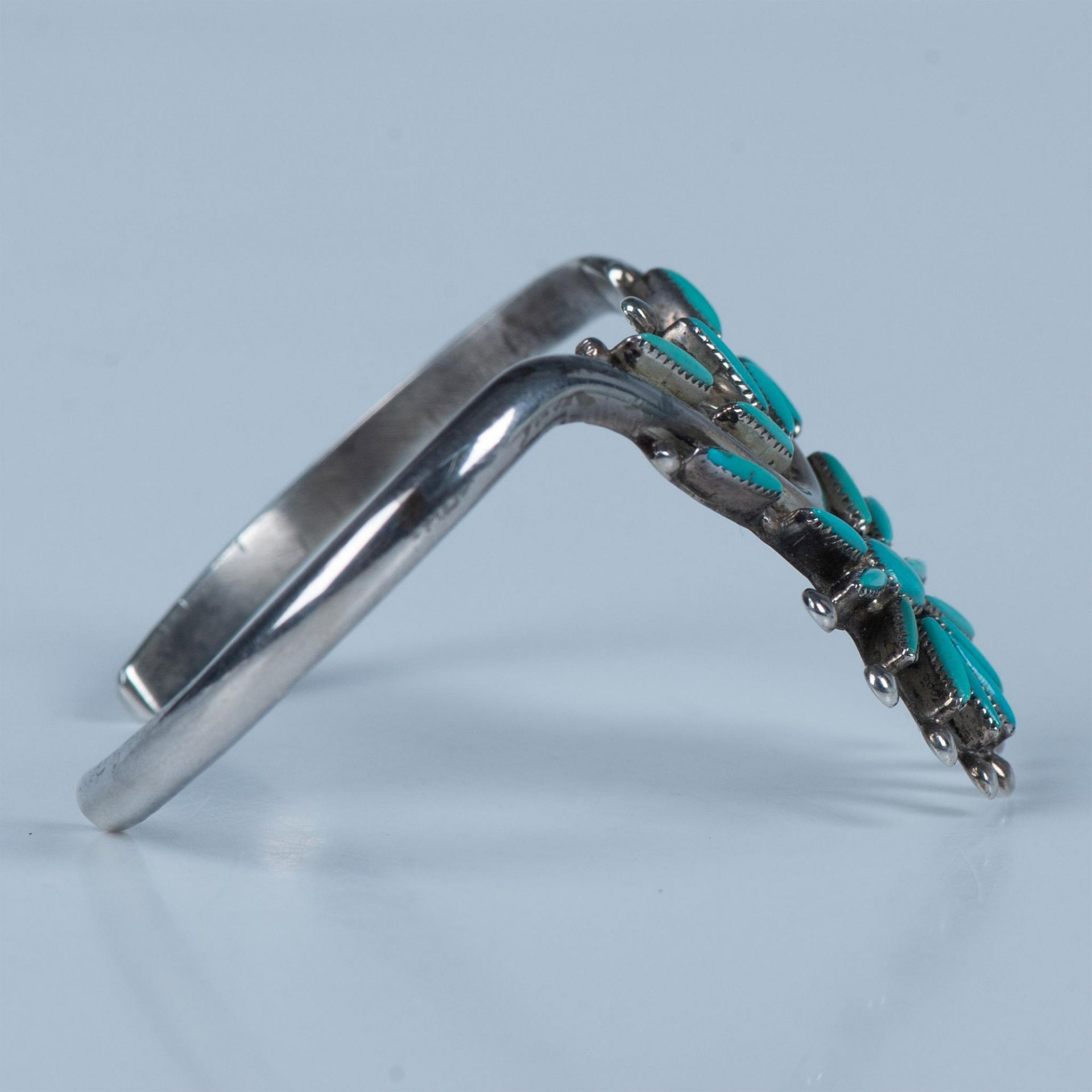 Evans Waatsa Zuni Turquoise & Sterling Unique Cuff Bracelet - Image 8 of 8