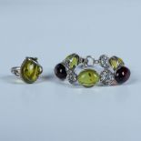 2pc Beautiful Cherry and Green Amber Ring & Bracelet