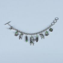 R. Coriz Kewa Sterling & Green Turquoise Kokopelli Bracelet