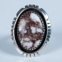 Native American Sterling Silver & Wild Horse Magnesite Ring