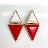 Chunky Geometric Art Deco Clip-On Earrings