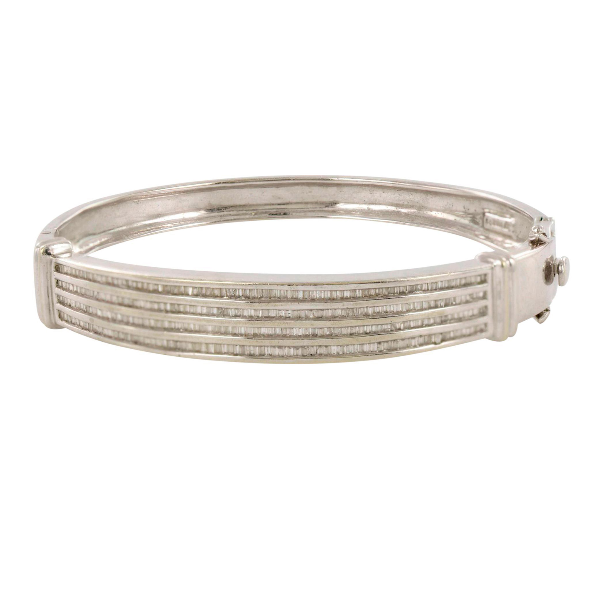 Exquisite Vintage 14K White Gold and Diamond Bangle Bracelet