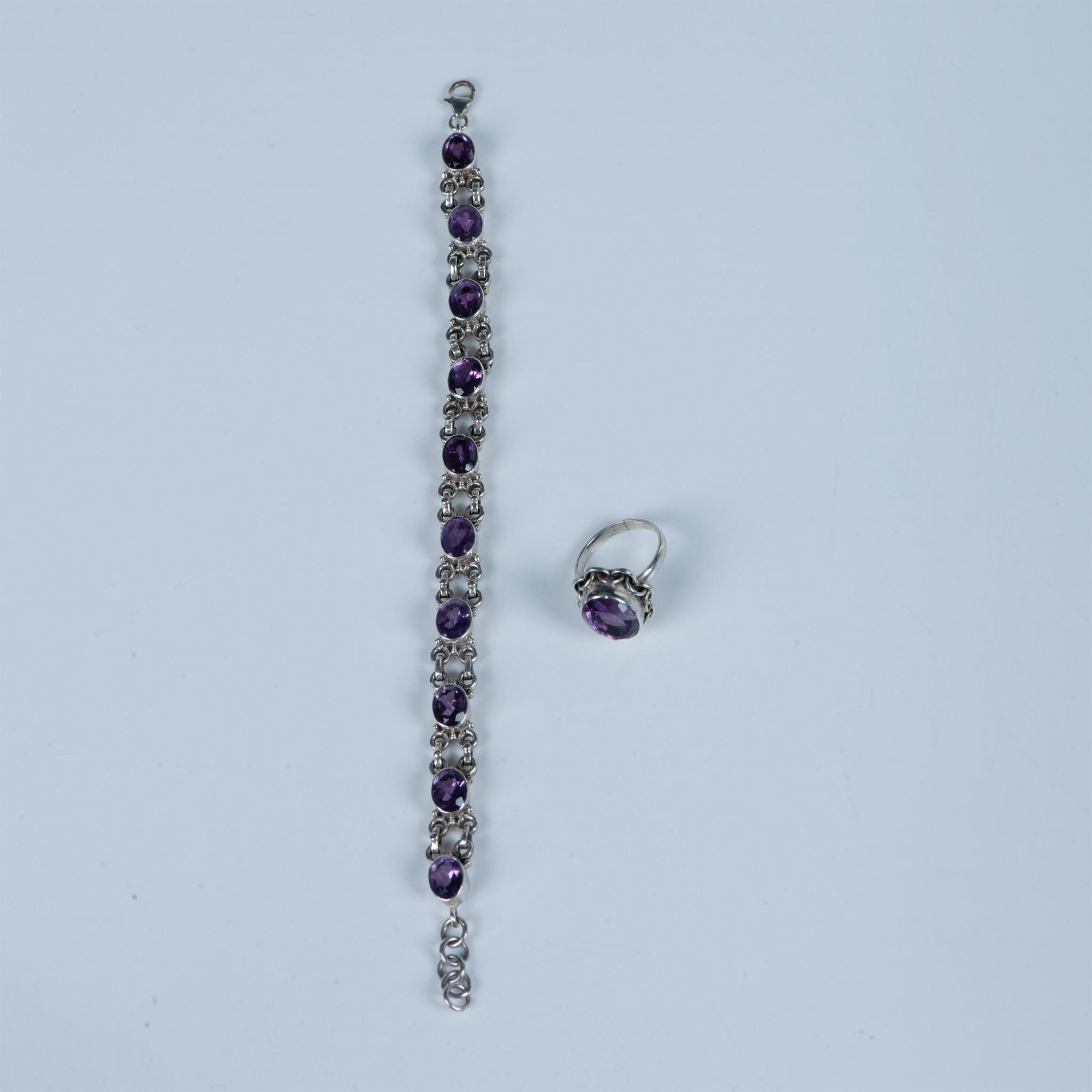 2pc Gorgeous Sterling Silver and Amethyst Ring & Bracelet - Image 5 of 8