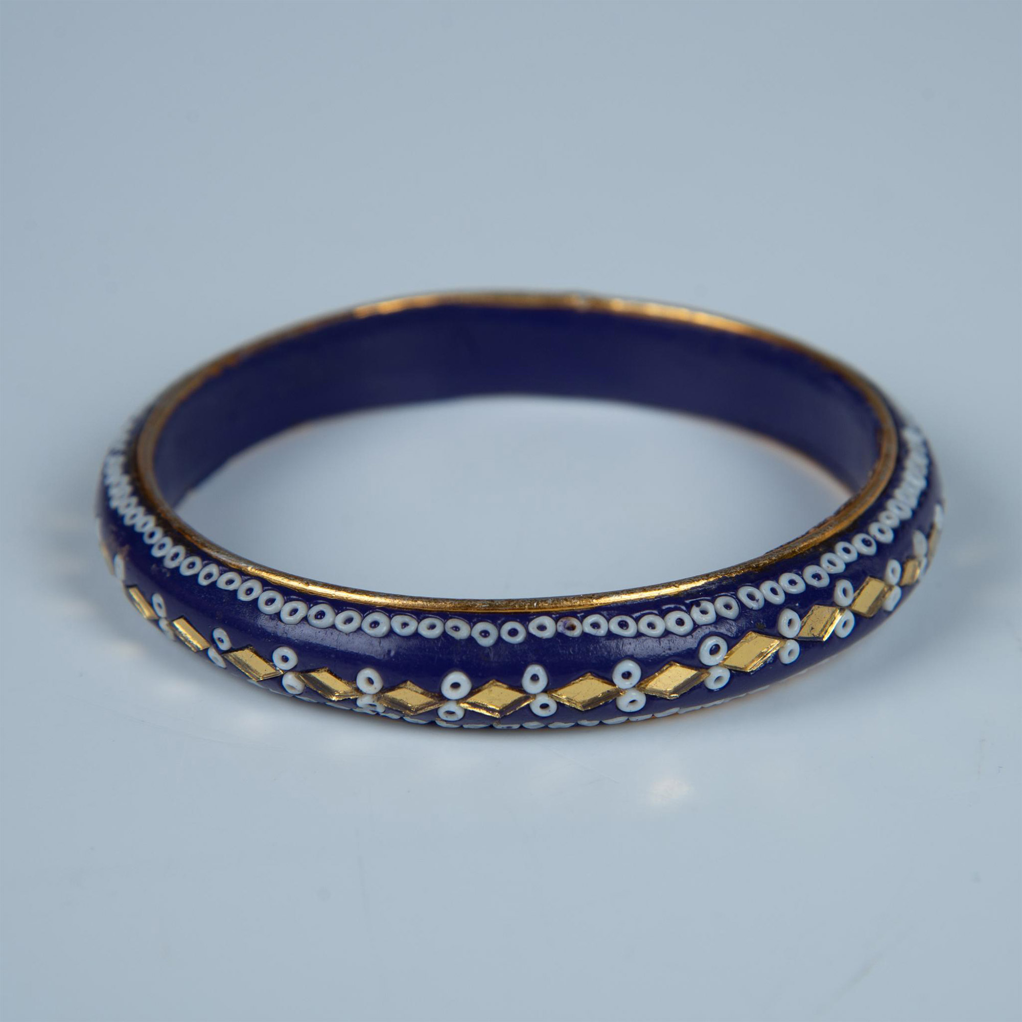 Exotic Purple & Gold Tone Bangle Bracelet - Image 2 of 3