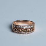 Gorgeous 14K Gold Clear & Chocolate Diamond Ring