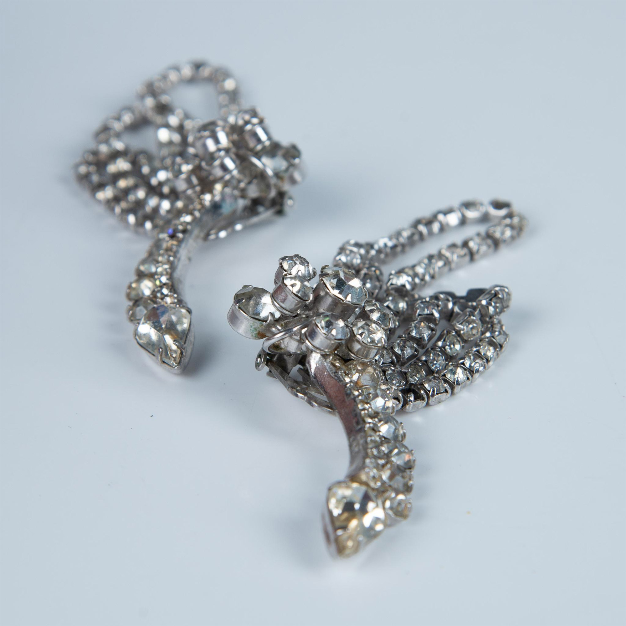 Fabulous Silver Metal & Rhinestone Clip-On Climber Earrings - Image 3 of 3