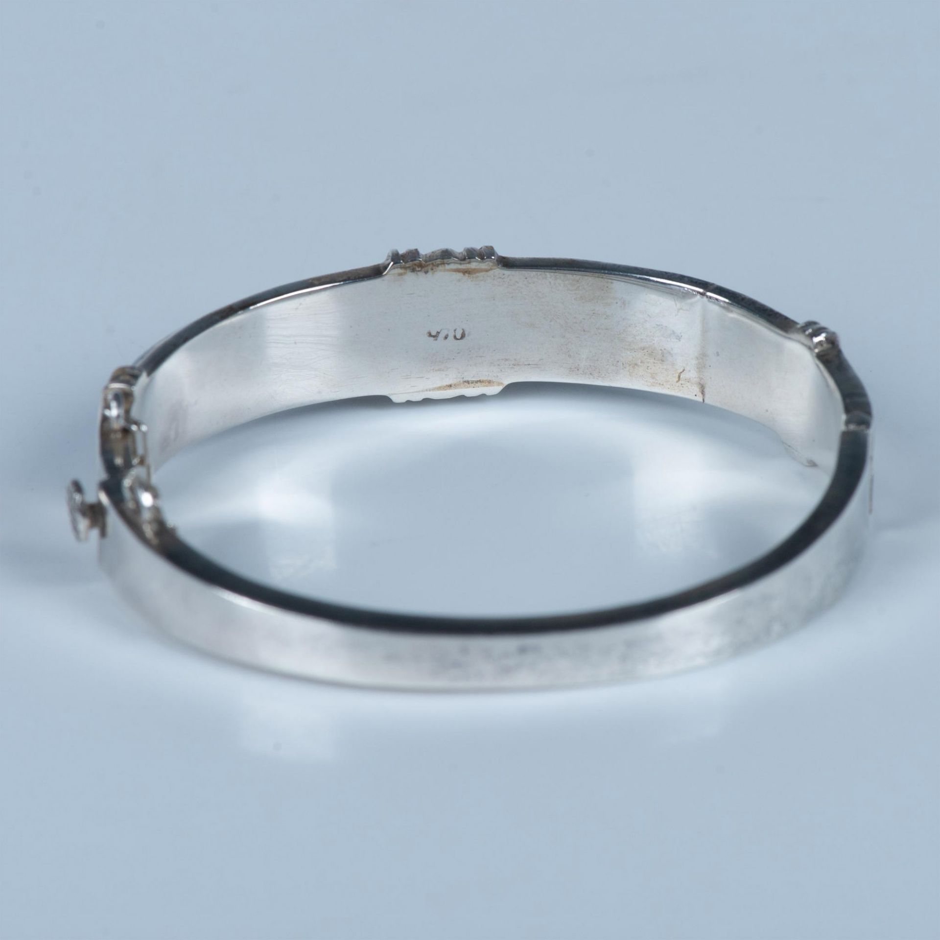 Native American Sterling Silver & Wampum Inlay Bracelet - Image 3 of 6