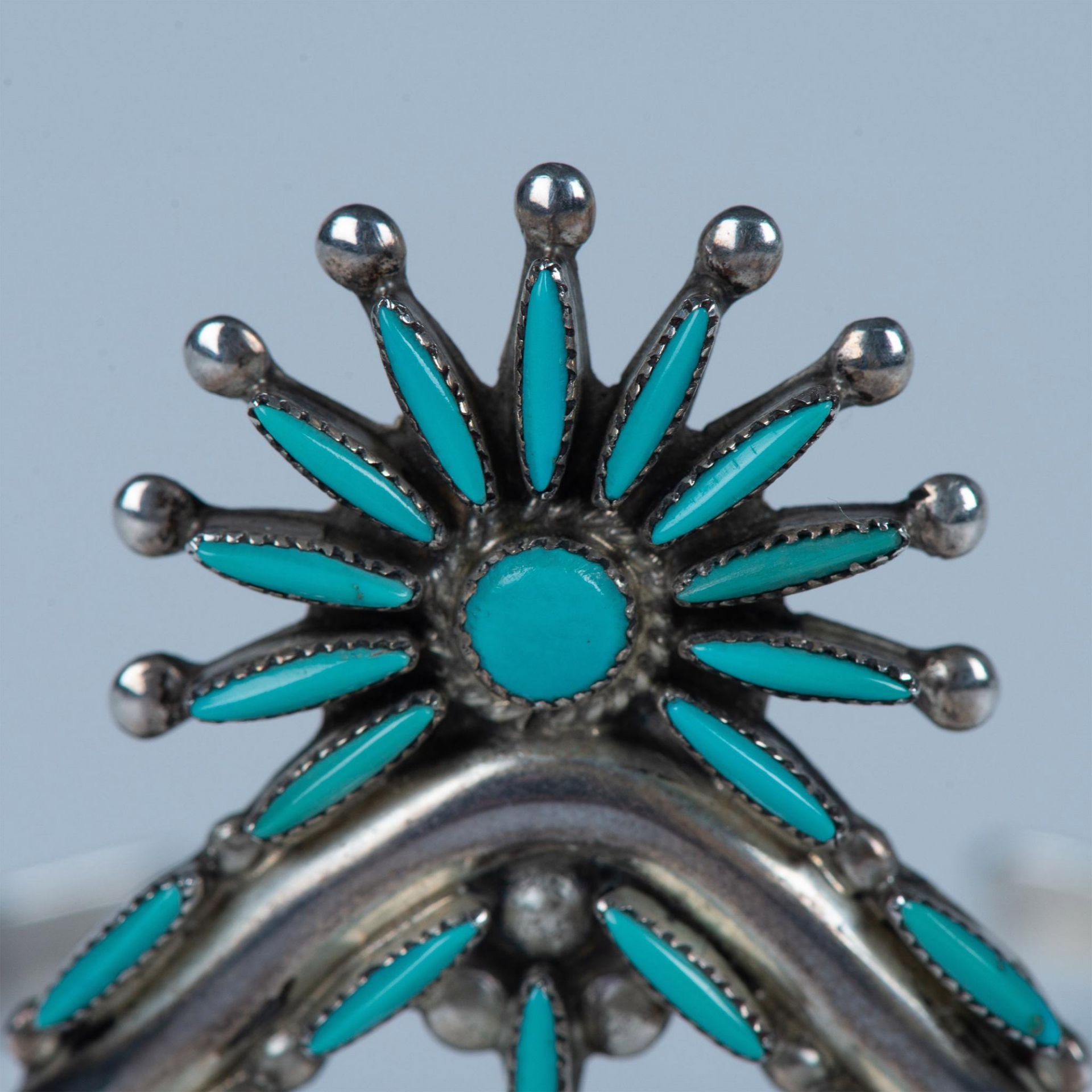 Evans Waatsa Zuni Turquoise & Sterling Unique Cuff Bracelet - Image 2 of 8