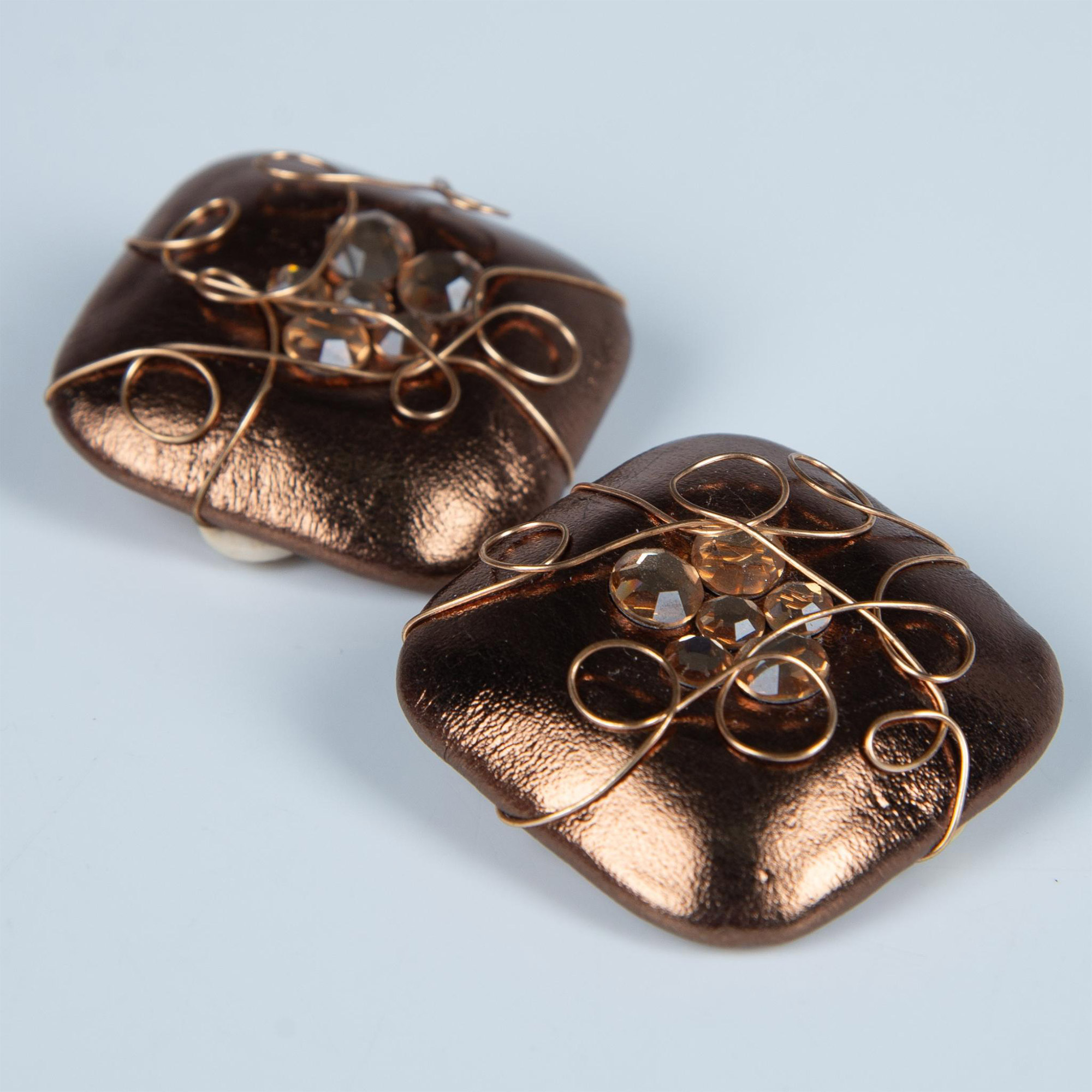 Bold Bronze Cushion Copper Wire Clip-On Earrings - Bild 3 aus 3