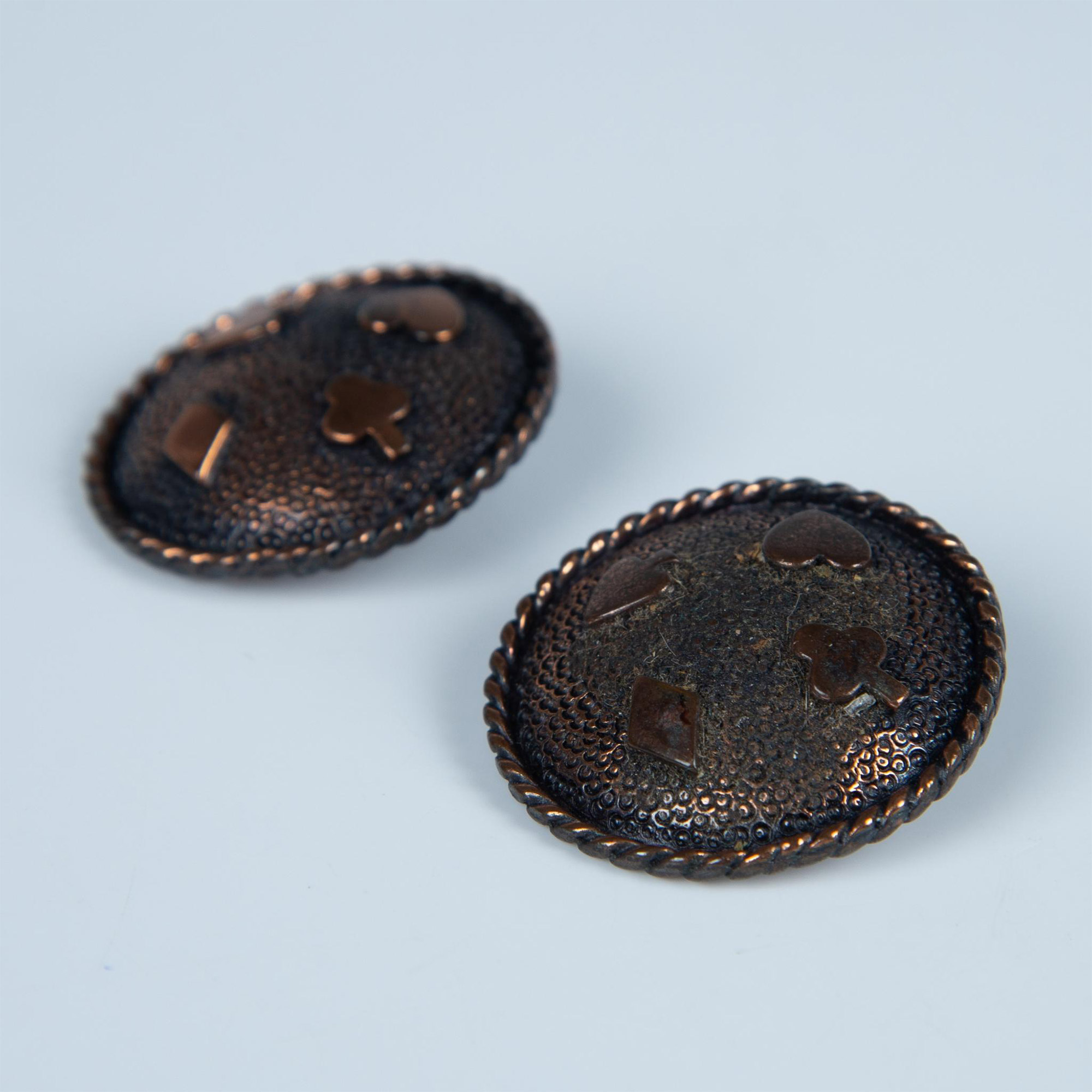 Round Copper Metal Casino Clip-On Earrings - Image 3 of 3