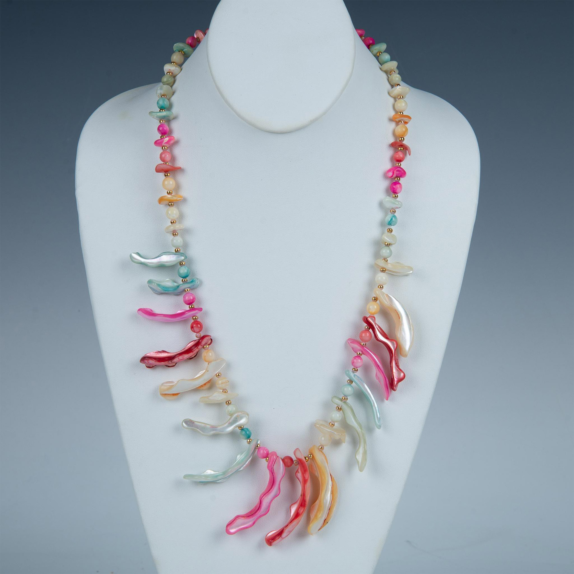 Pastel Beads and Shell Fragments Necklace