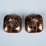 Bold Bronze Cushion Copper Wire Clip-On Earrings