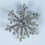 Cute Sparkling Rhinestone Snowflake Brooch Pin