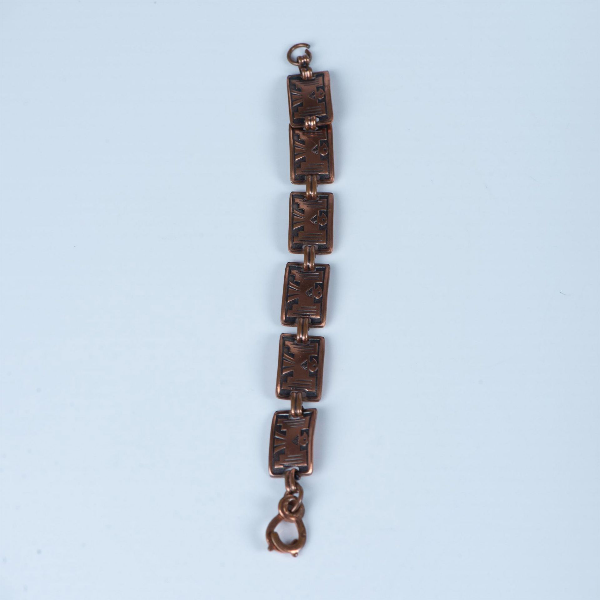 Fred Harvey Era Pure Copper Tribal Thunderbird Link Bracelet