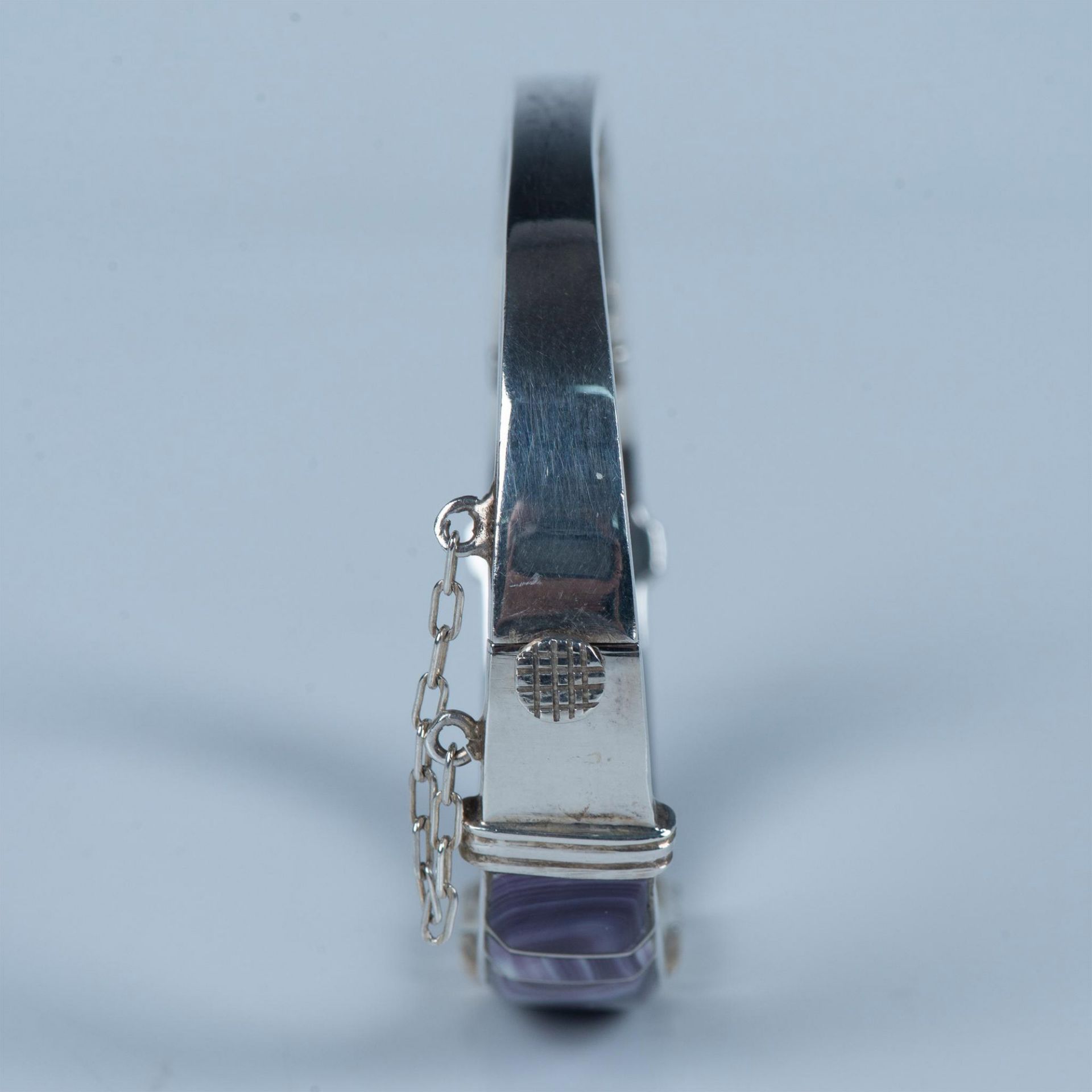 Native American Sterling Silver & Wampum Inlay Bracelet - Image 6 of 6