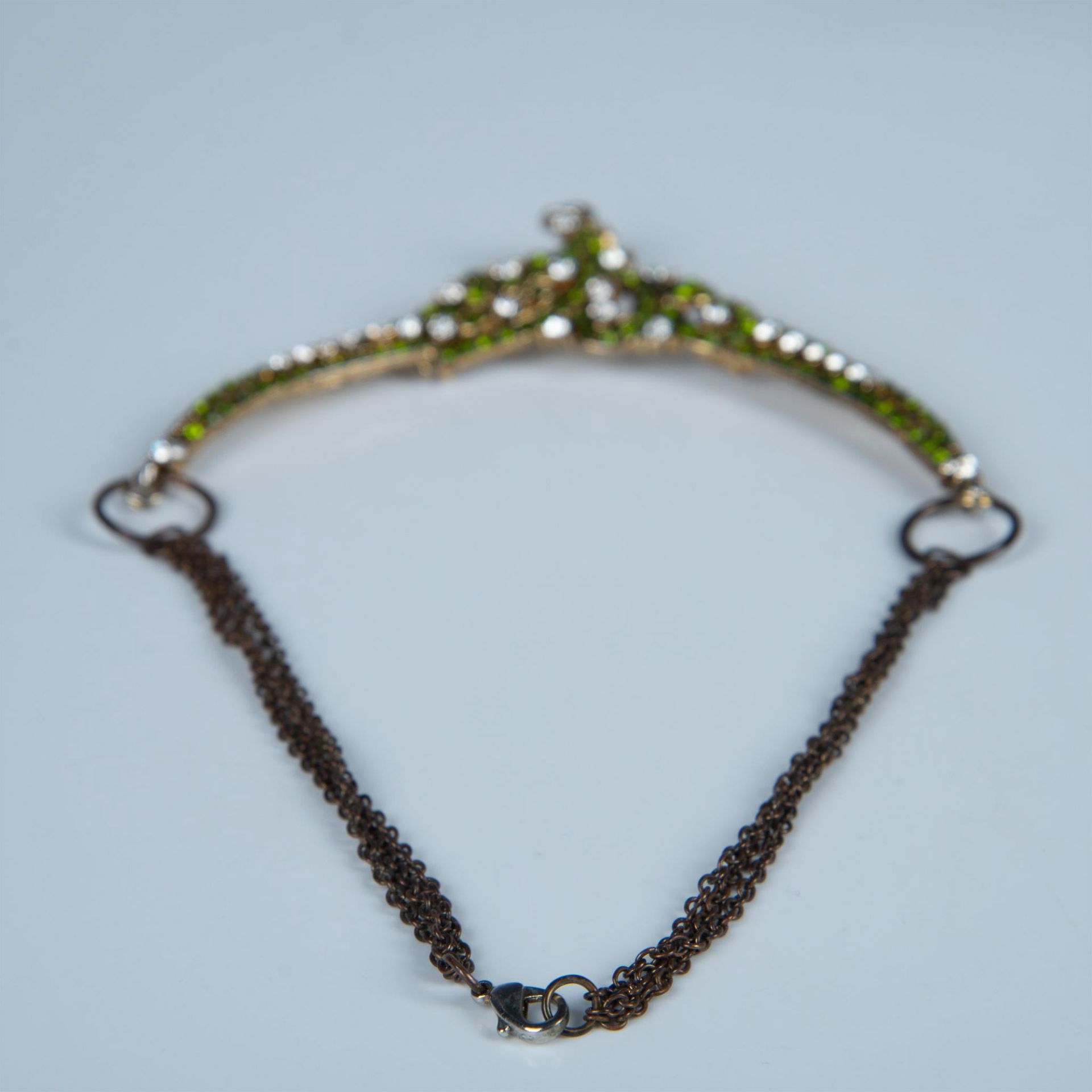 Elegant Vintage Peridot Green Rhinestone Necklace - Image 3 of 4