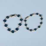 2pc Gold Metal & Dark Blue Crystal Bracelets