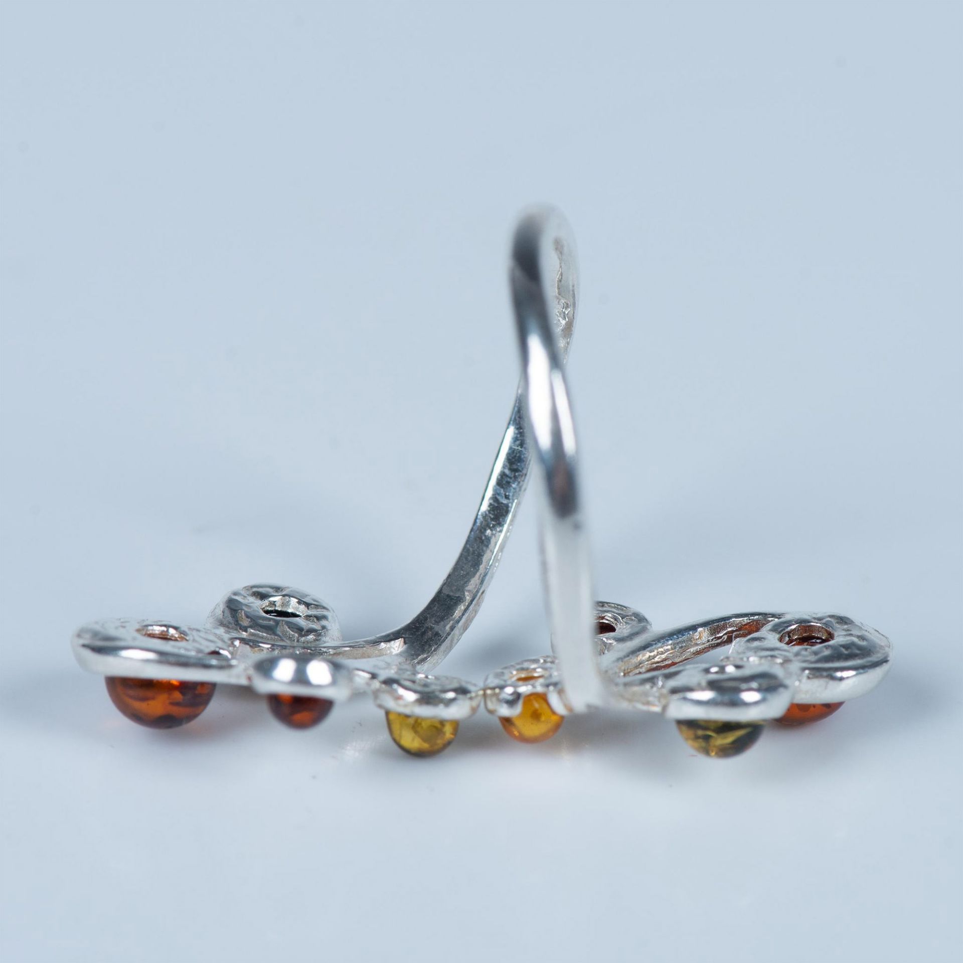 Exquisite Sterling Silver & Multi-Color Amber Ring - Image 3 of 4