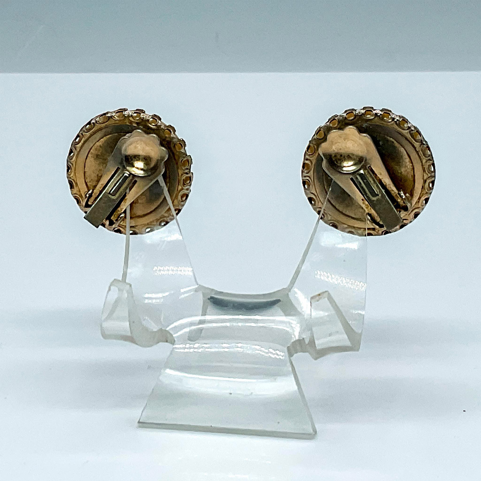 Pair of Pearl Domed Clip Back Earrings w/Gold Toned Setting - Image 2 of 3