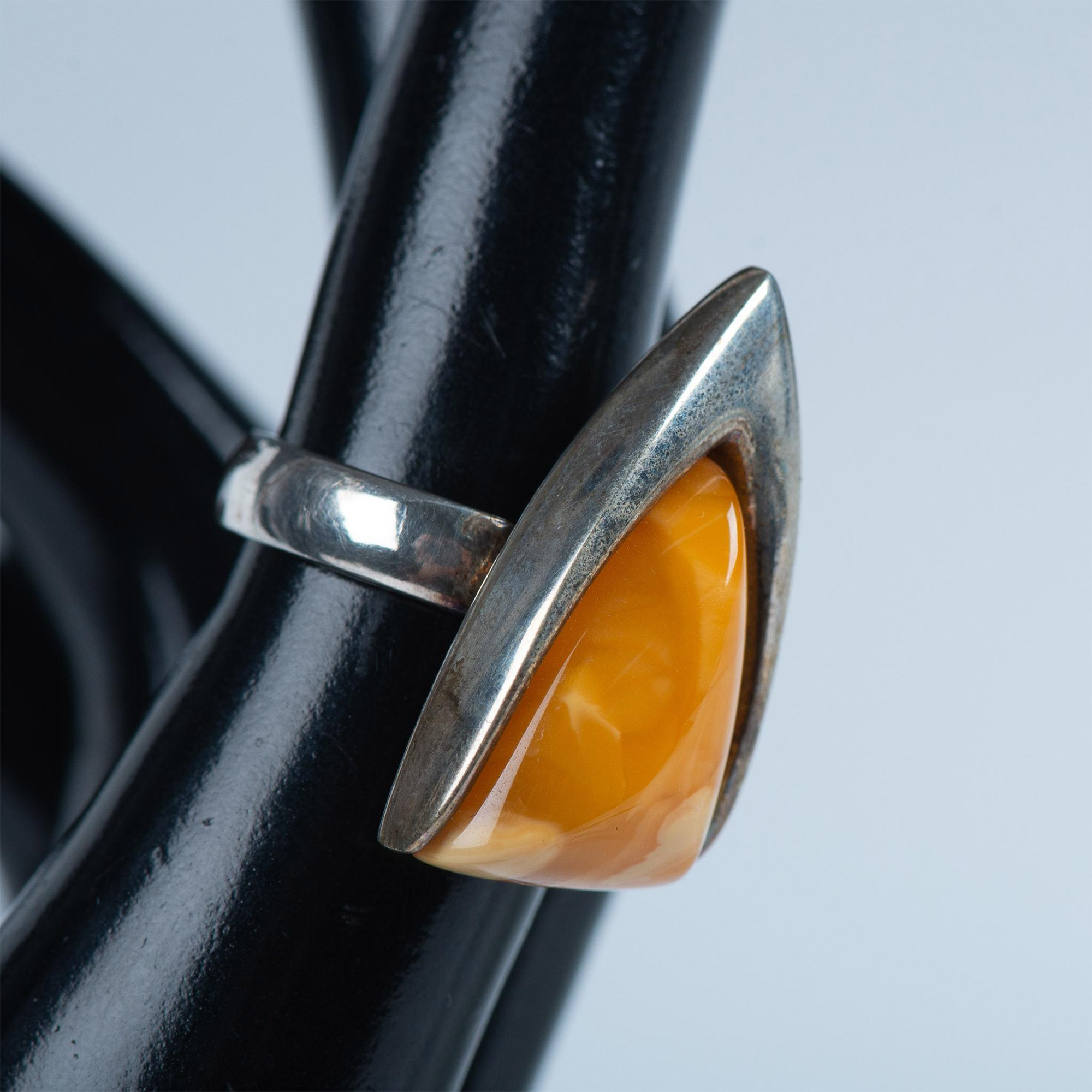 2pc Contemporary Sterling & Baltic Amber Necklace and Ring - Image 5 of 10