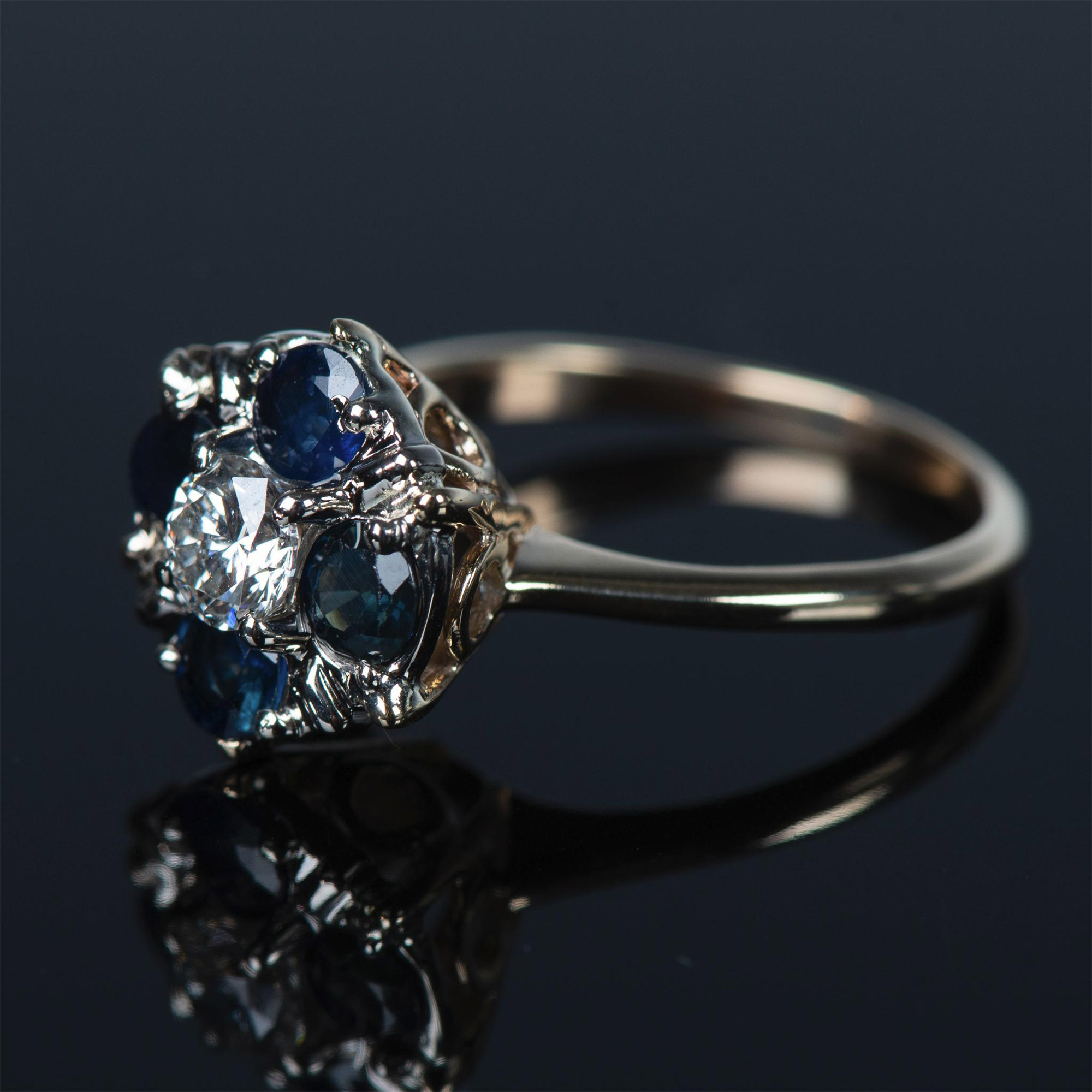 Elegant Two-Tone 14K Gold, Sapphire & Diamond Ring - Image 2 of 9