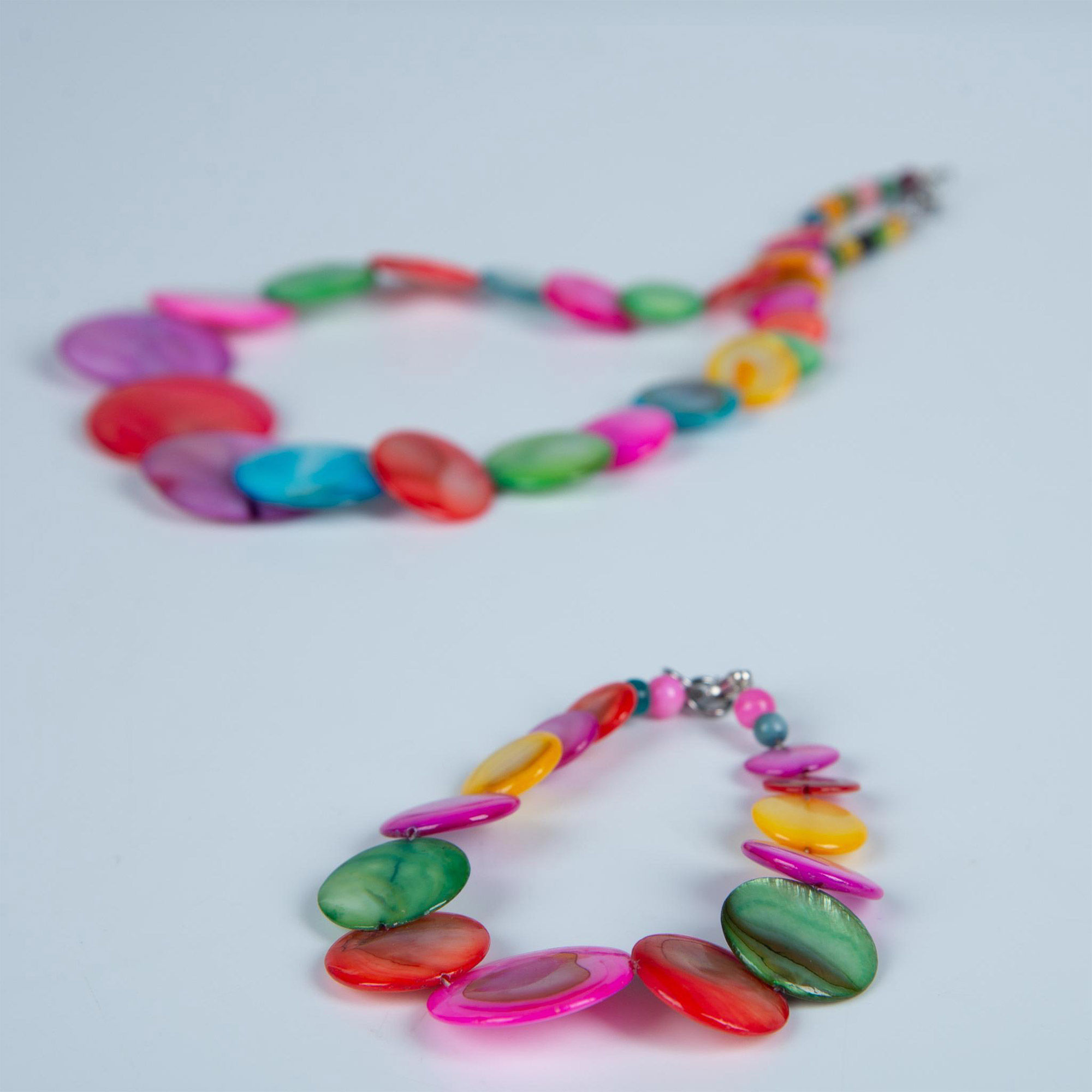 2pc Colorful Graduated Shell Disc Necklace & Bracelet - Bild 2 aus 3