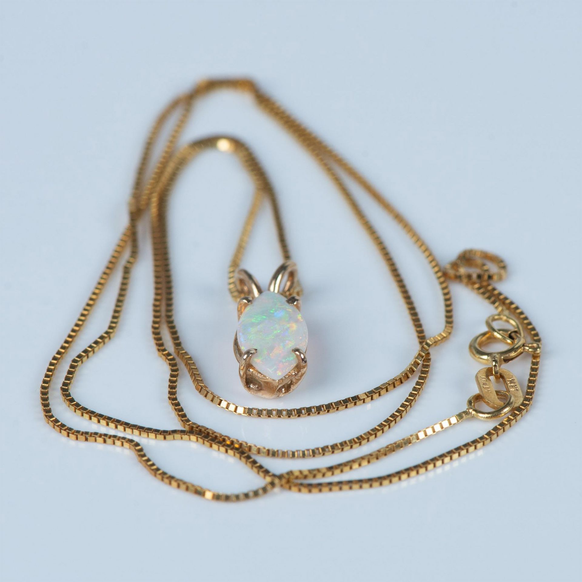 Delicate 14K Yellow Gold and Opal Necklace - Image 4 of 5
