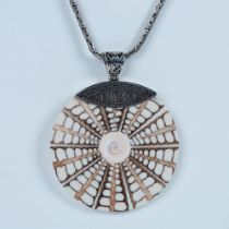 Bold Sterling Silver & Cone Shell Pendant Necklace