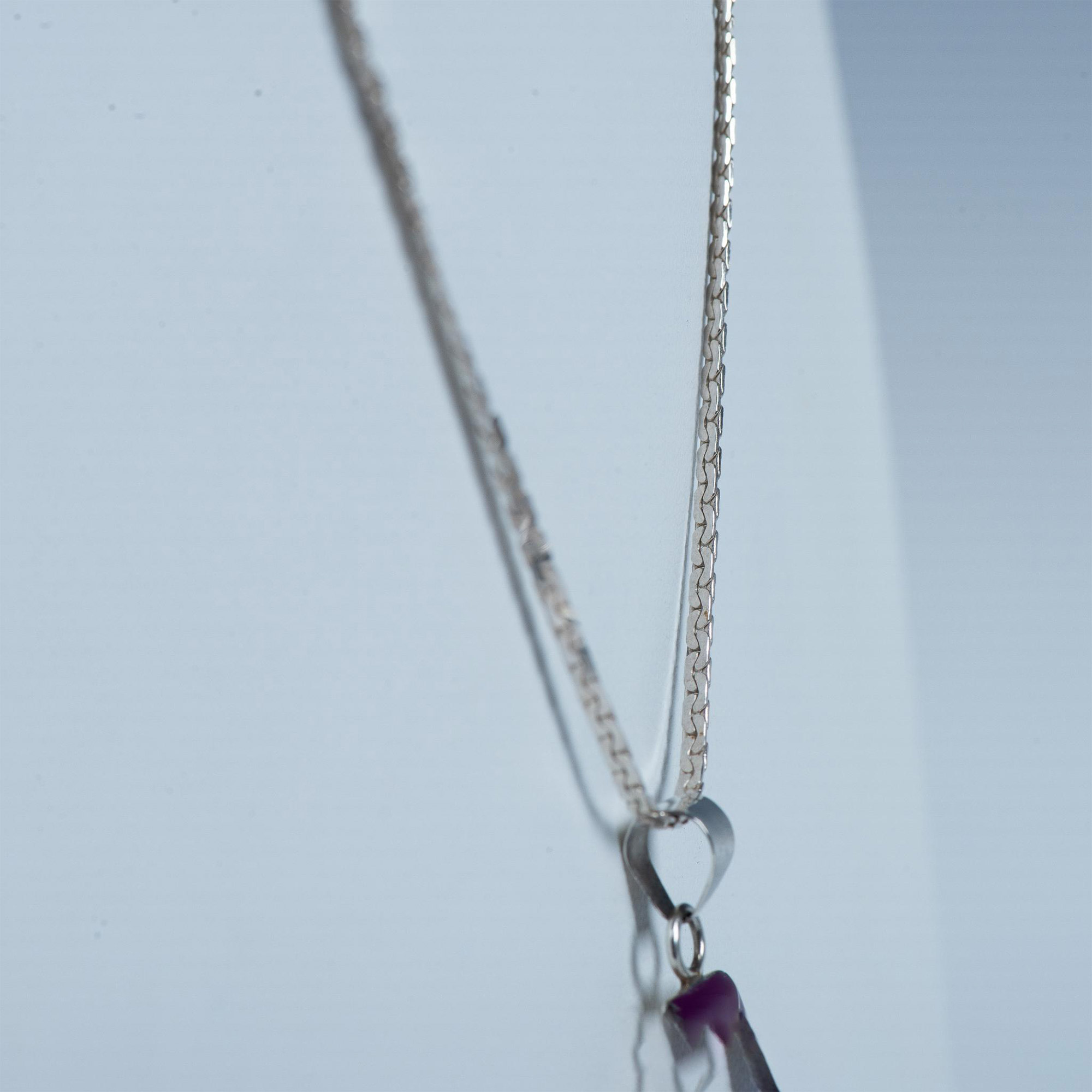 Cecil Sanders Navajo Sterling, Purple Enamel & Opal Necklace - Image 3 of 5