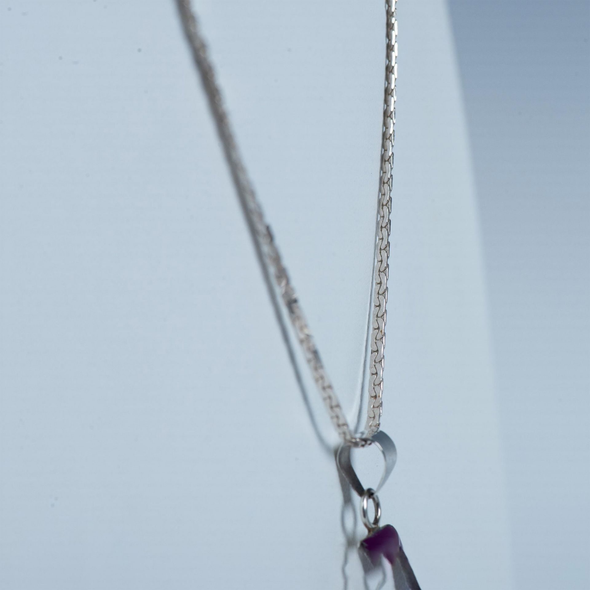 Cecil Sanders Navajo Sterling, Purple Enamel & Opal Necklace - Bild 3 aus 5