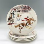 4pc Gien Porcelain Salad Plates, Cavaliers, by Joel Blanc