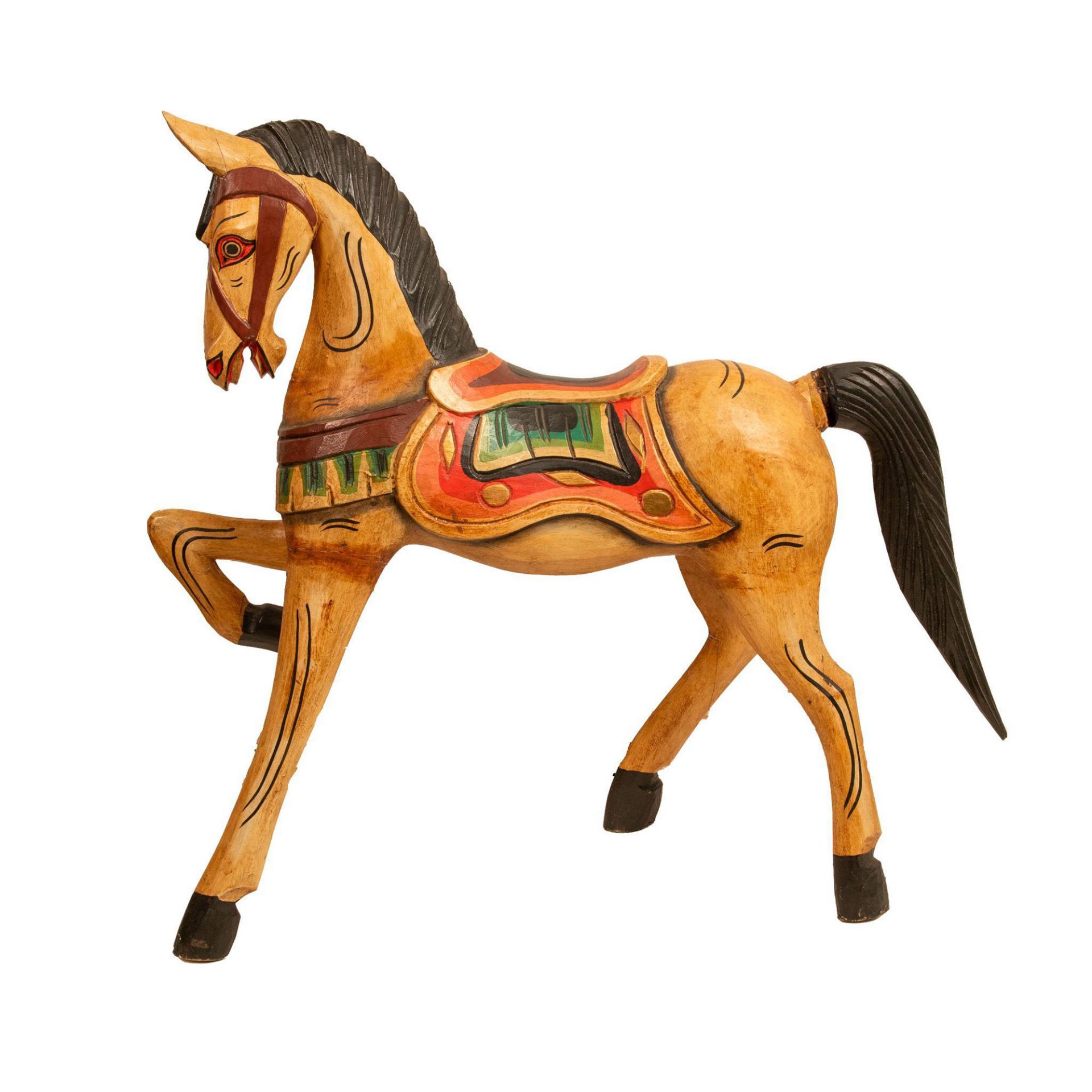 Vintage Wooden Carousel Style Horse Statue