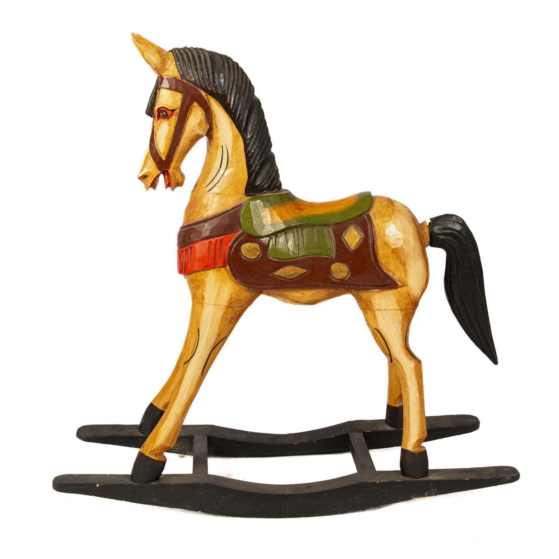 Decorative Painted Wood Rocking Horse - Image 2 of 5