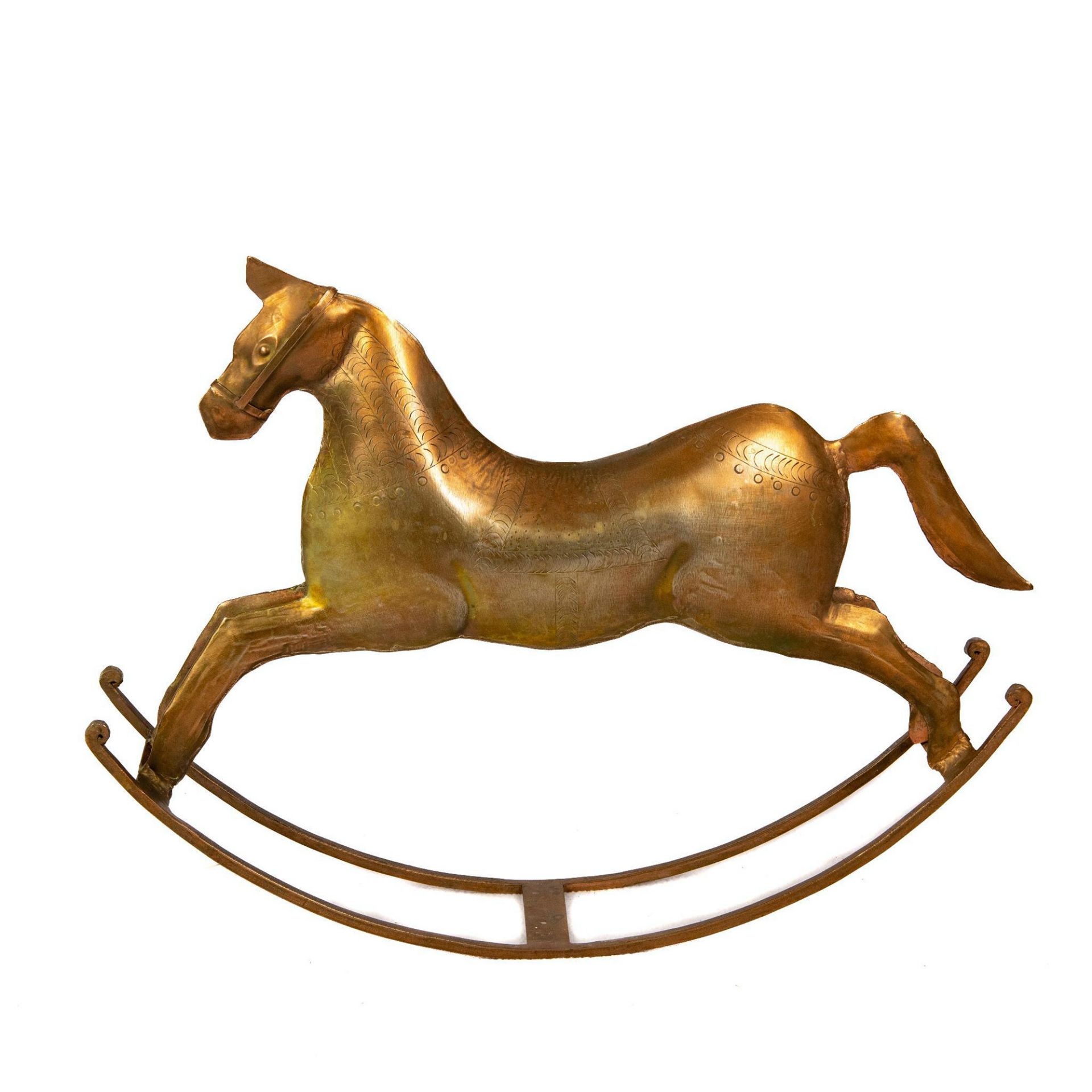 Decorative Copper Hand-Crafted Rocking Horse - Image 2 of 4