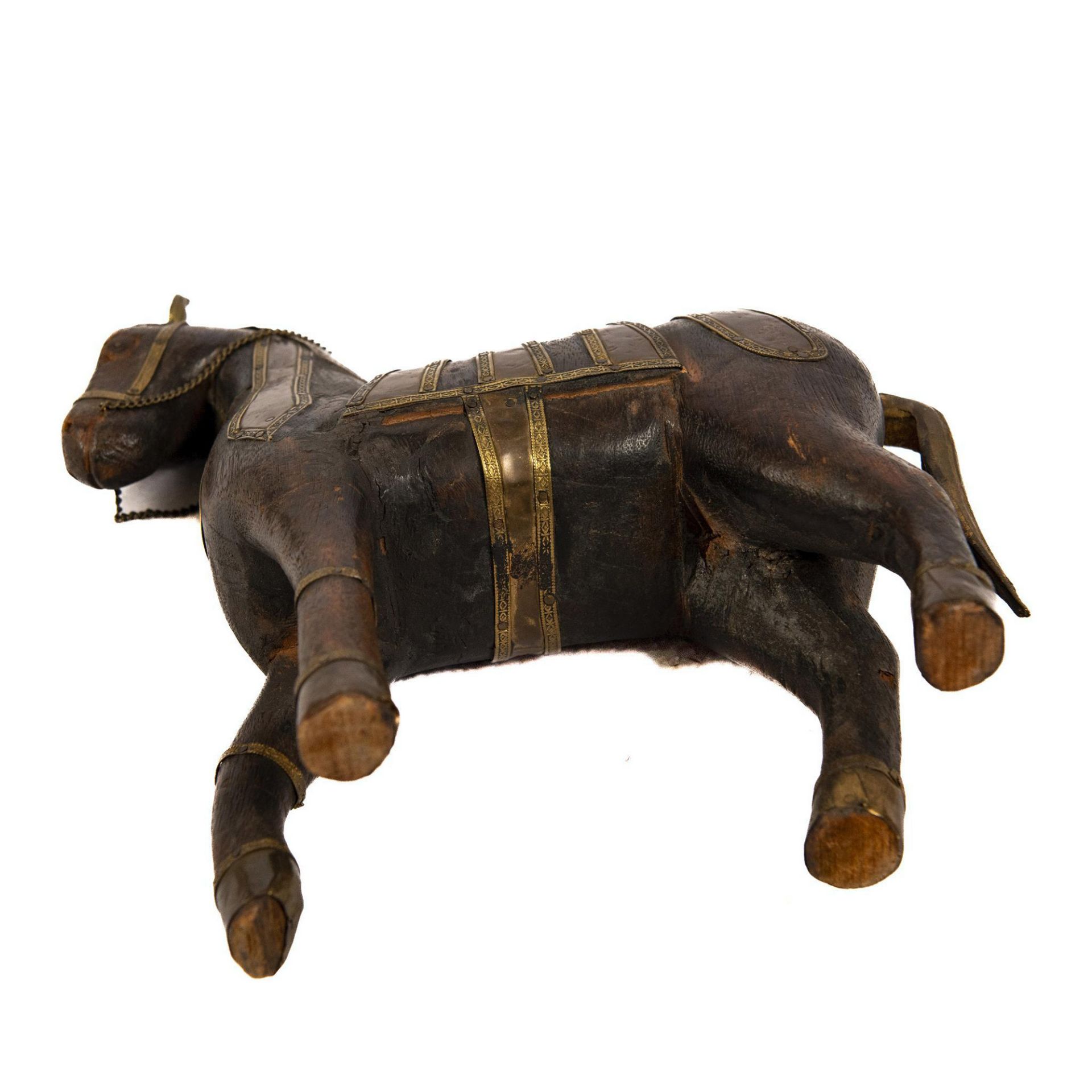 Rajasthani Brass and Wooden War Horse Sculpture - Bild 4 aus 4