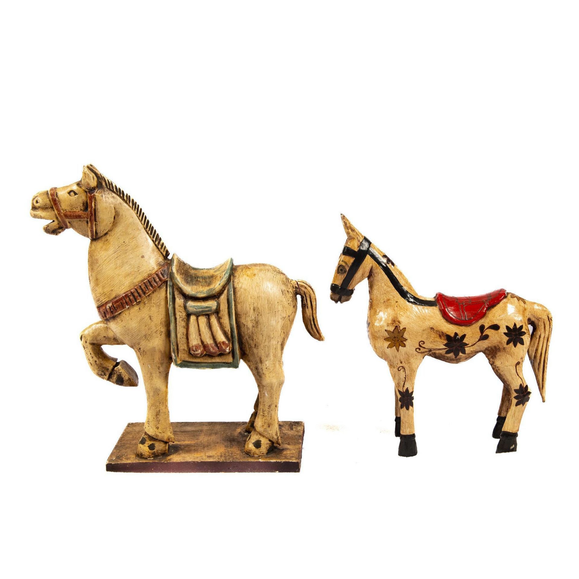 Pair of Decorative Painted Wooden Horses - Bild 2 aus 5