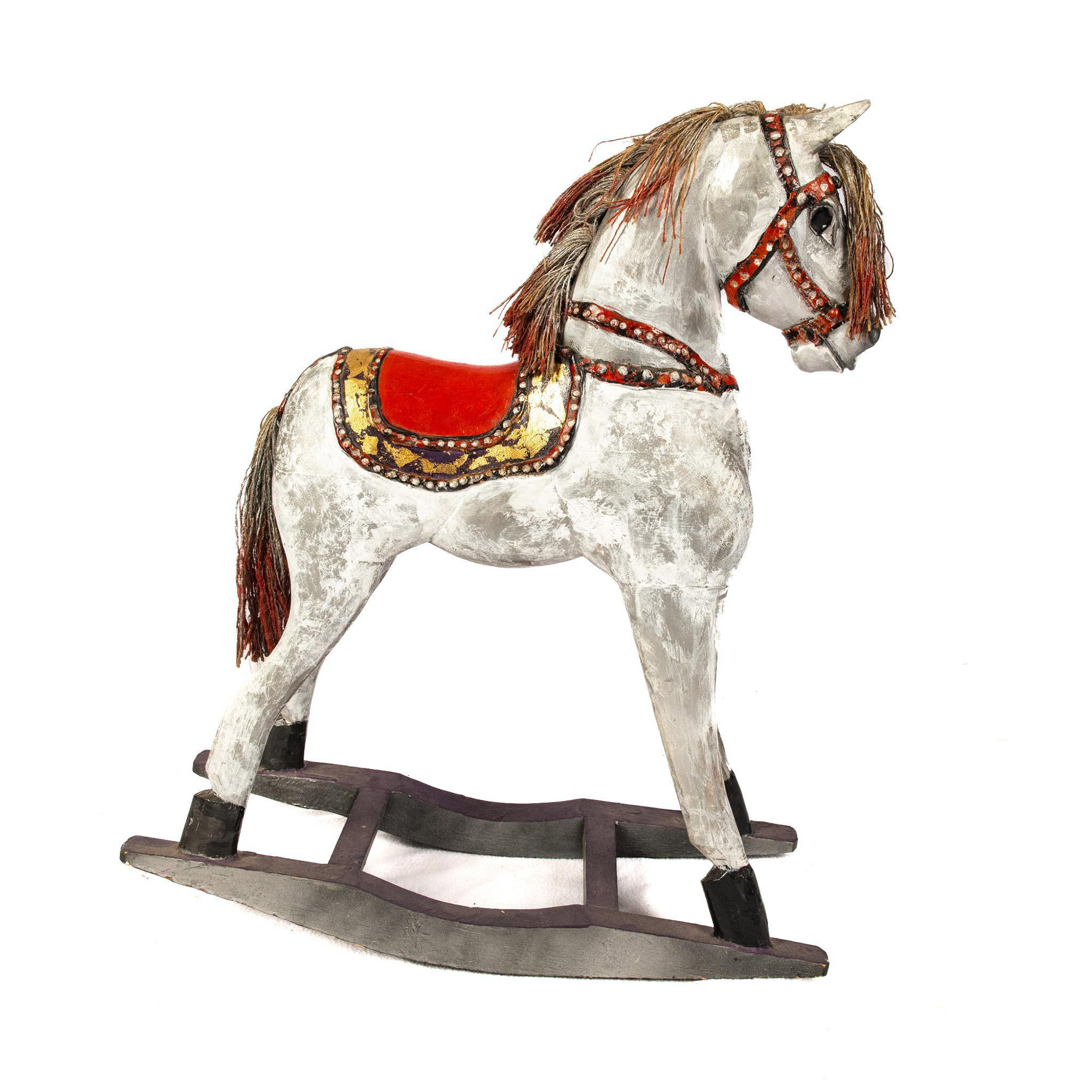 Silver and Gold Gilded Rocking Horse Decoration - Bild 3 aus 6