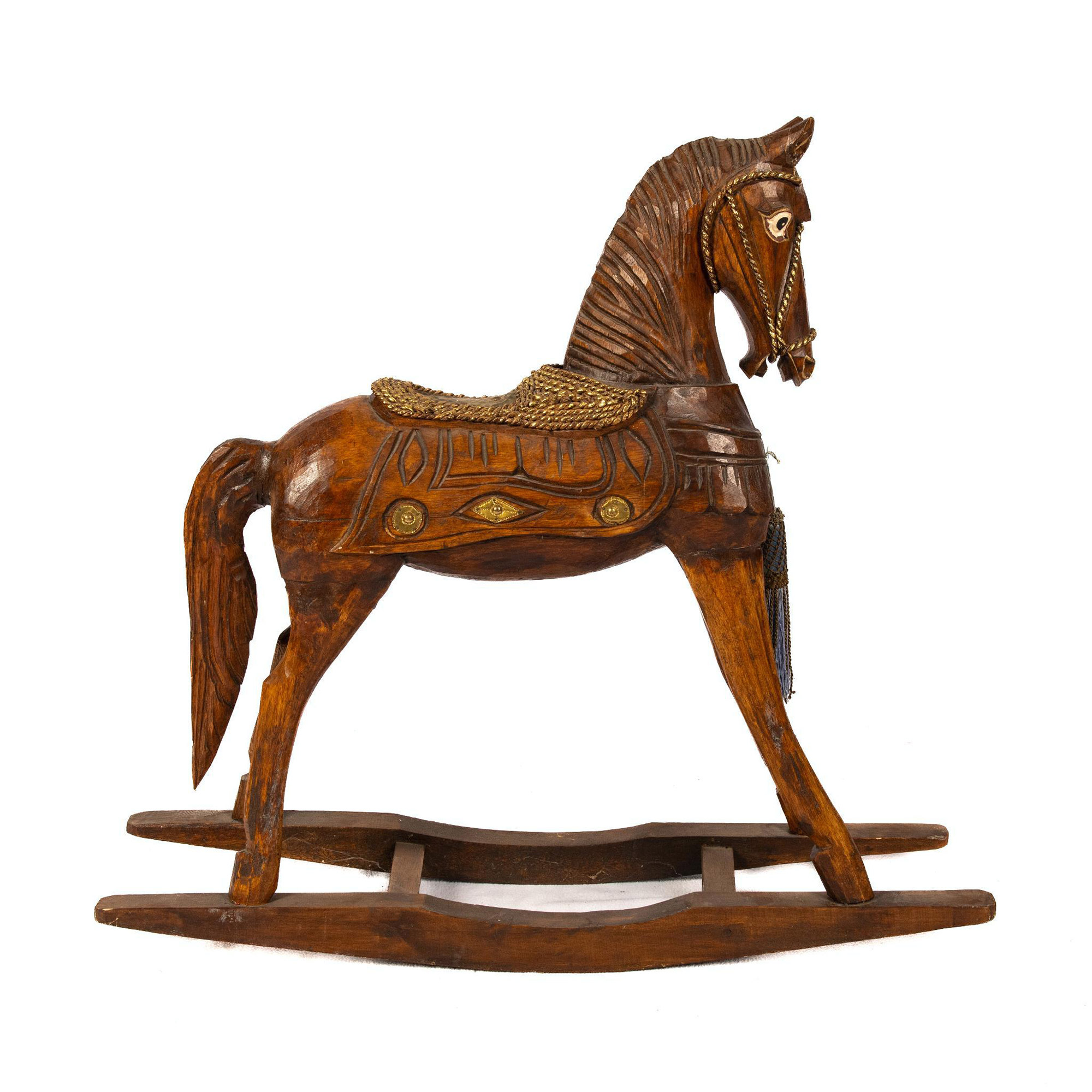 Decorative Wood-Stained Rocking Horse - Image 3 of 6