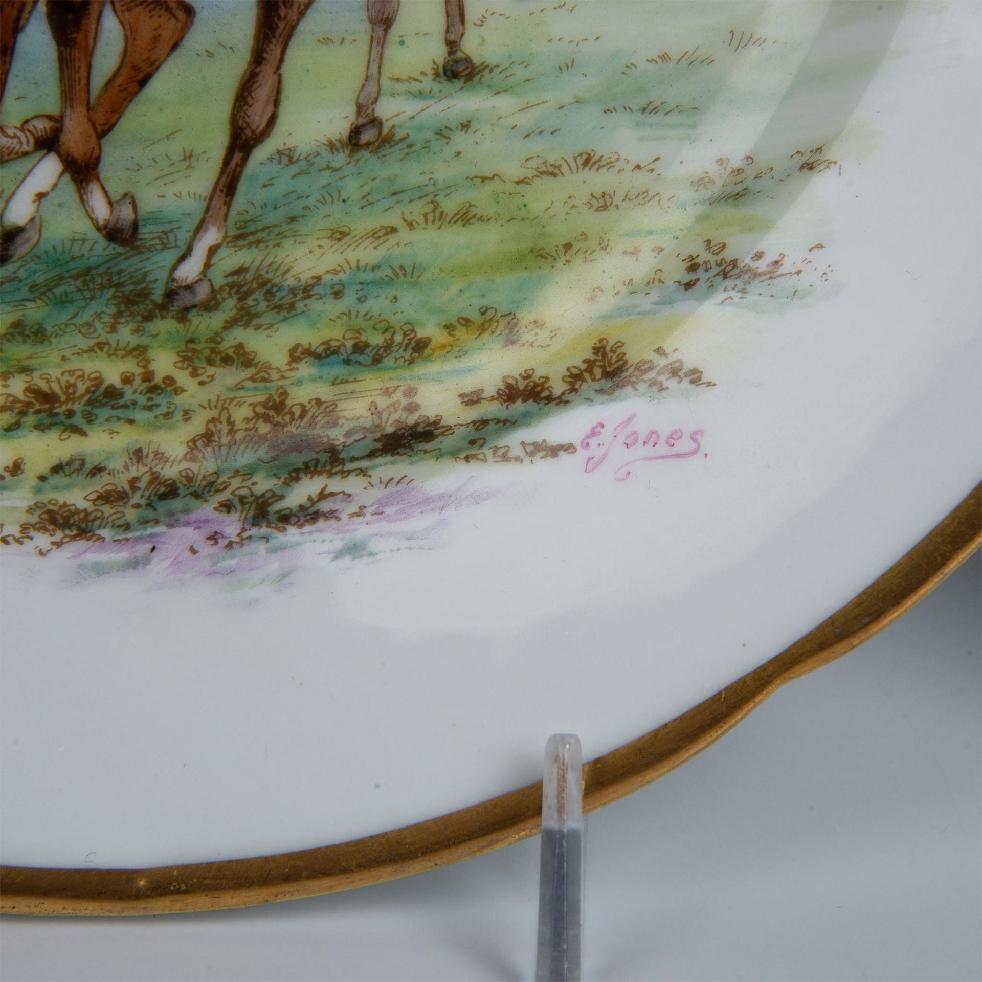 7pc W.H. Plummer & Co/New Chelsea Salad Plates, Horse Racing - Bild 7 aus 10