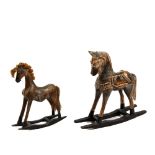 Pair of Primitive Decorative Art Wooden Rocking Horses