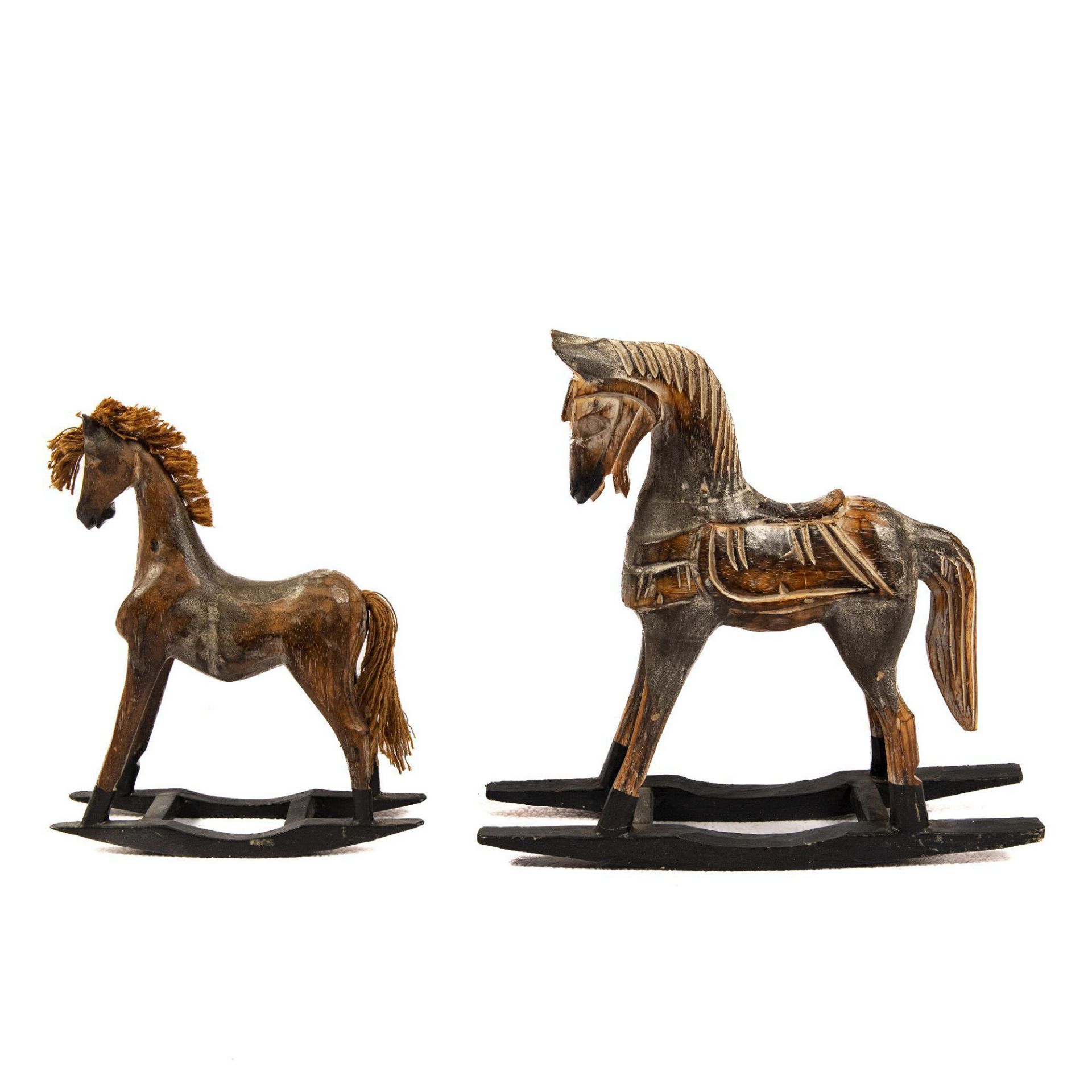 Pair of Primitive Decorative Art Wooden Rocking Horses - Bild 2 aus 4