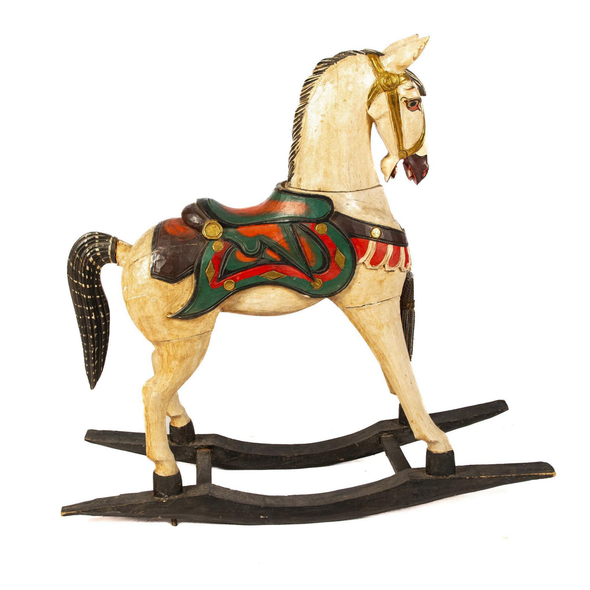 Tall Painted Wood Rocking Horse Decoration - Image 3 of 5