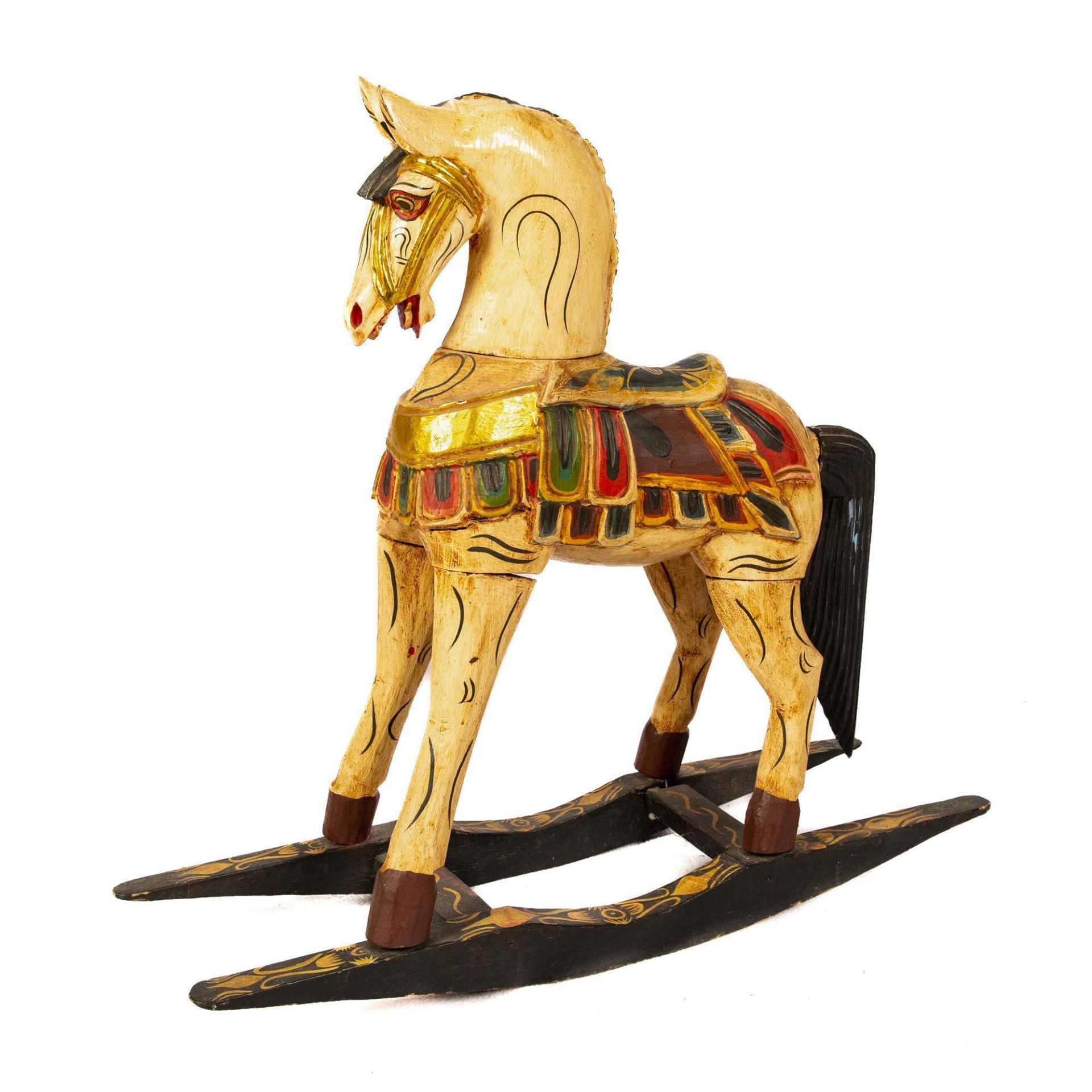 Colorful Wooden Rocking Horse Decoration