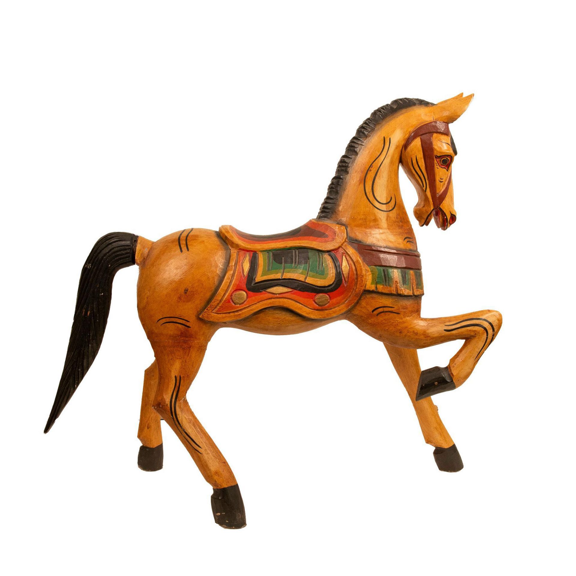 Vintage Wooden Carousel Style Horse Statue - Bild 3 aus 5