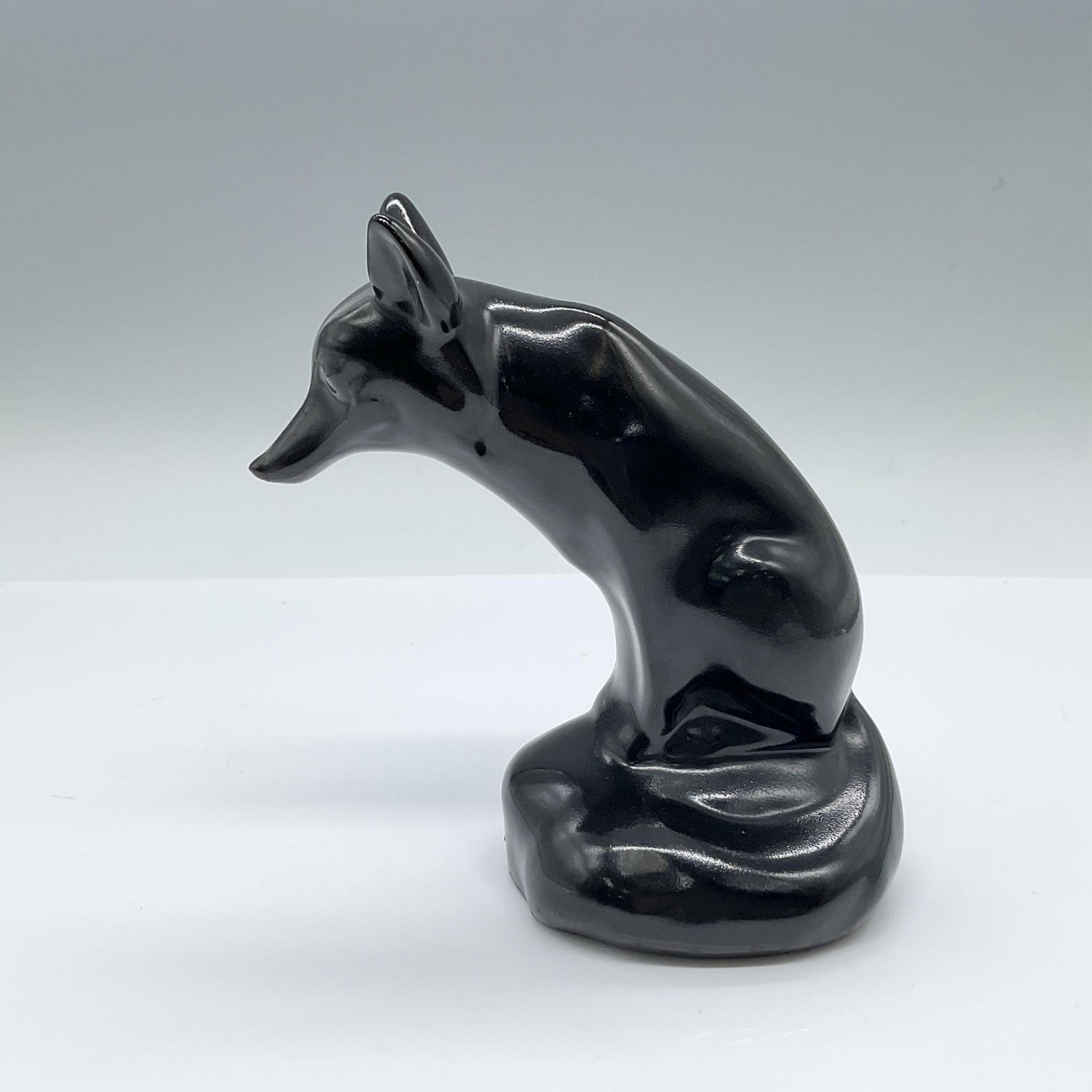 Royal Doulton Black Color Trial Glazed Figurine, Seated Fox - Bild 2 aus 3