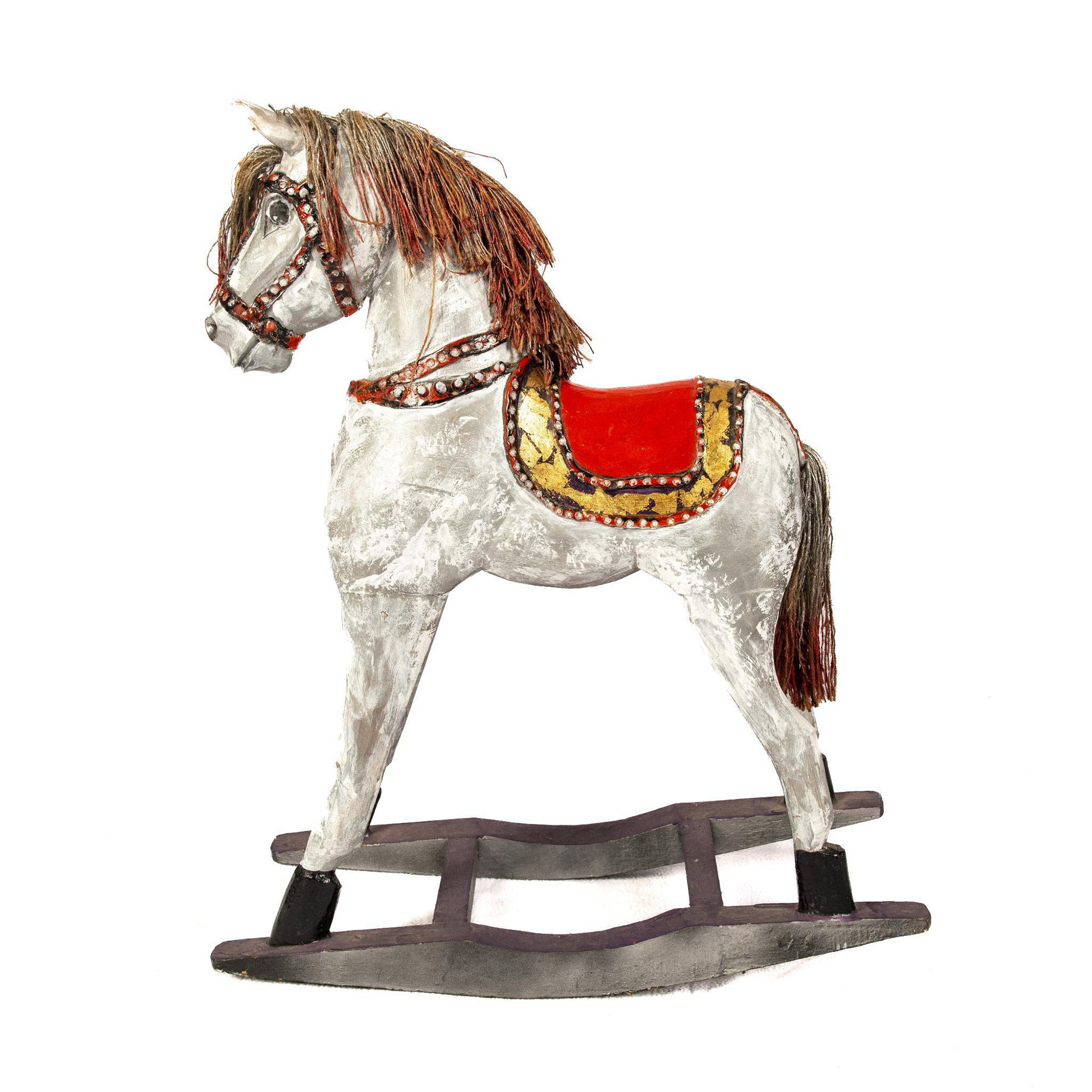 Silver and Gold Gilded Rocking Horse Decoration - Bild 2 aus 6
