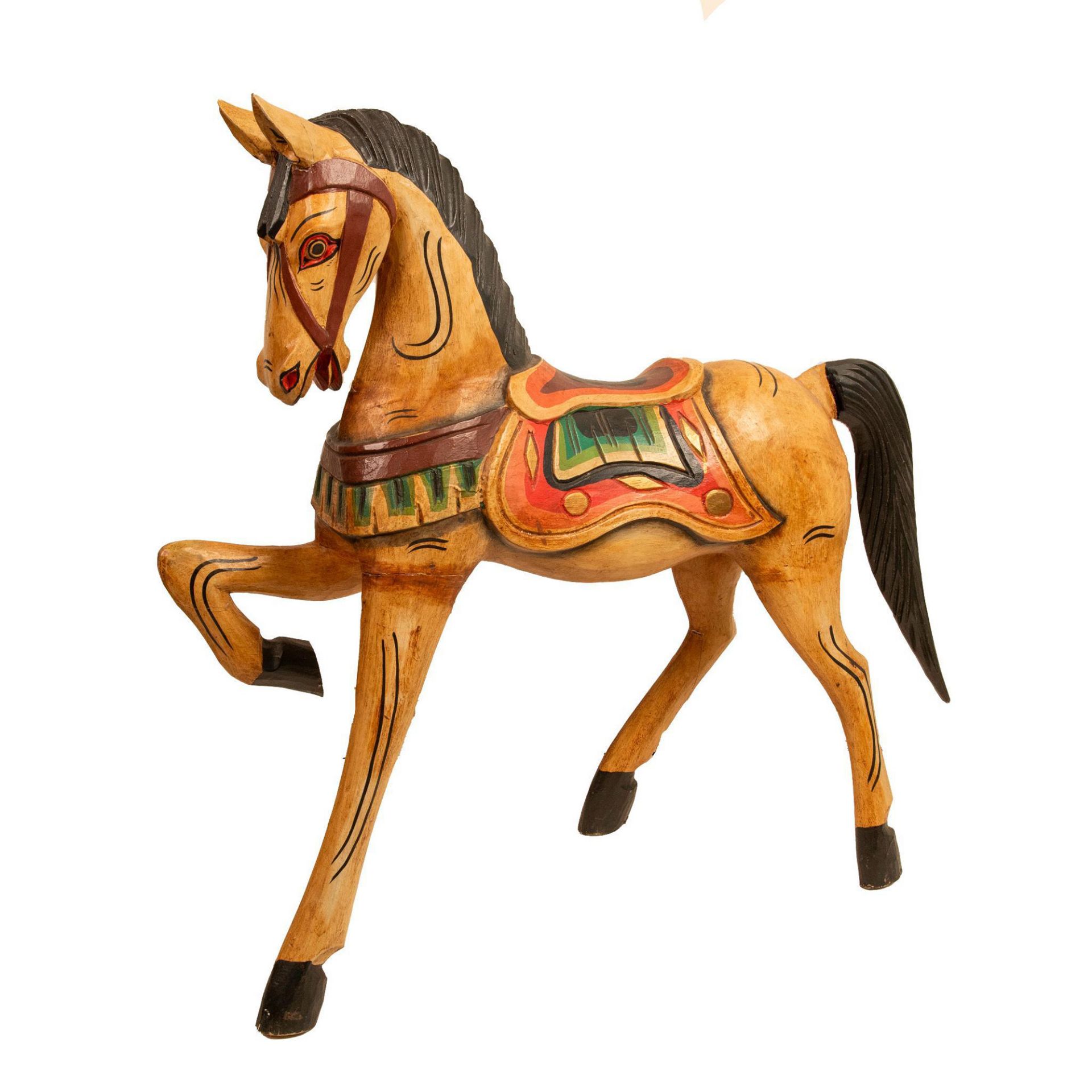 Vintage Wooden Carousel Style Horse Statue - Bild 2 aus 5