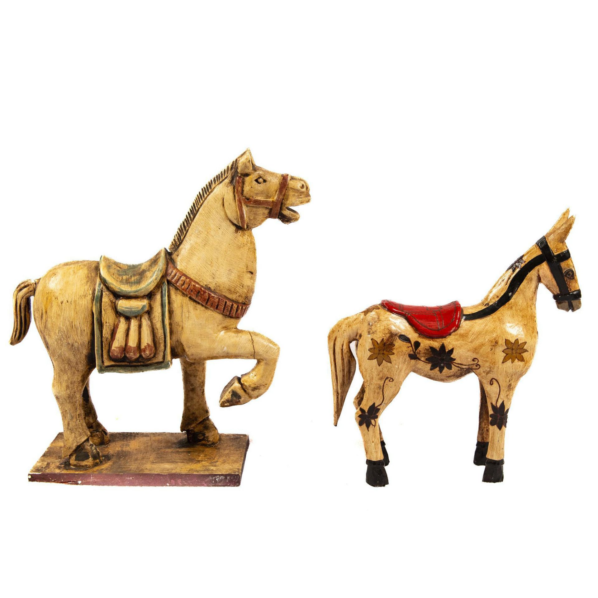 Pair of Decorative Painted Wooden Horses - Bild 3 aus 5