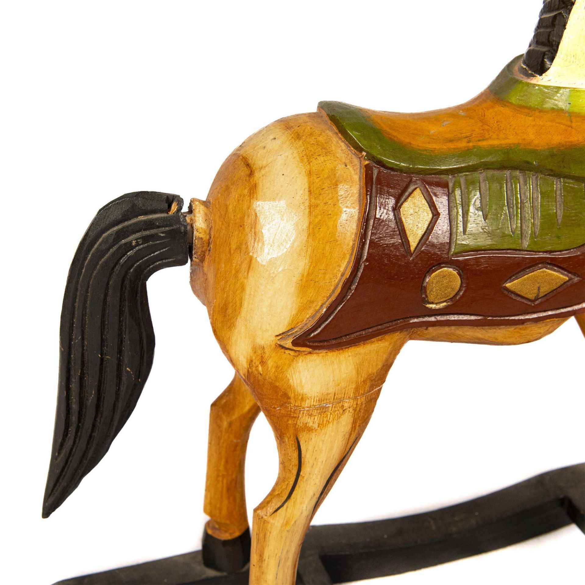 Decorative Painted Wood Rocking Horse - Image 4 of 5