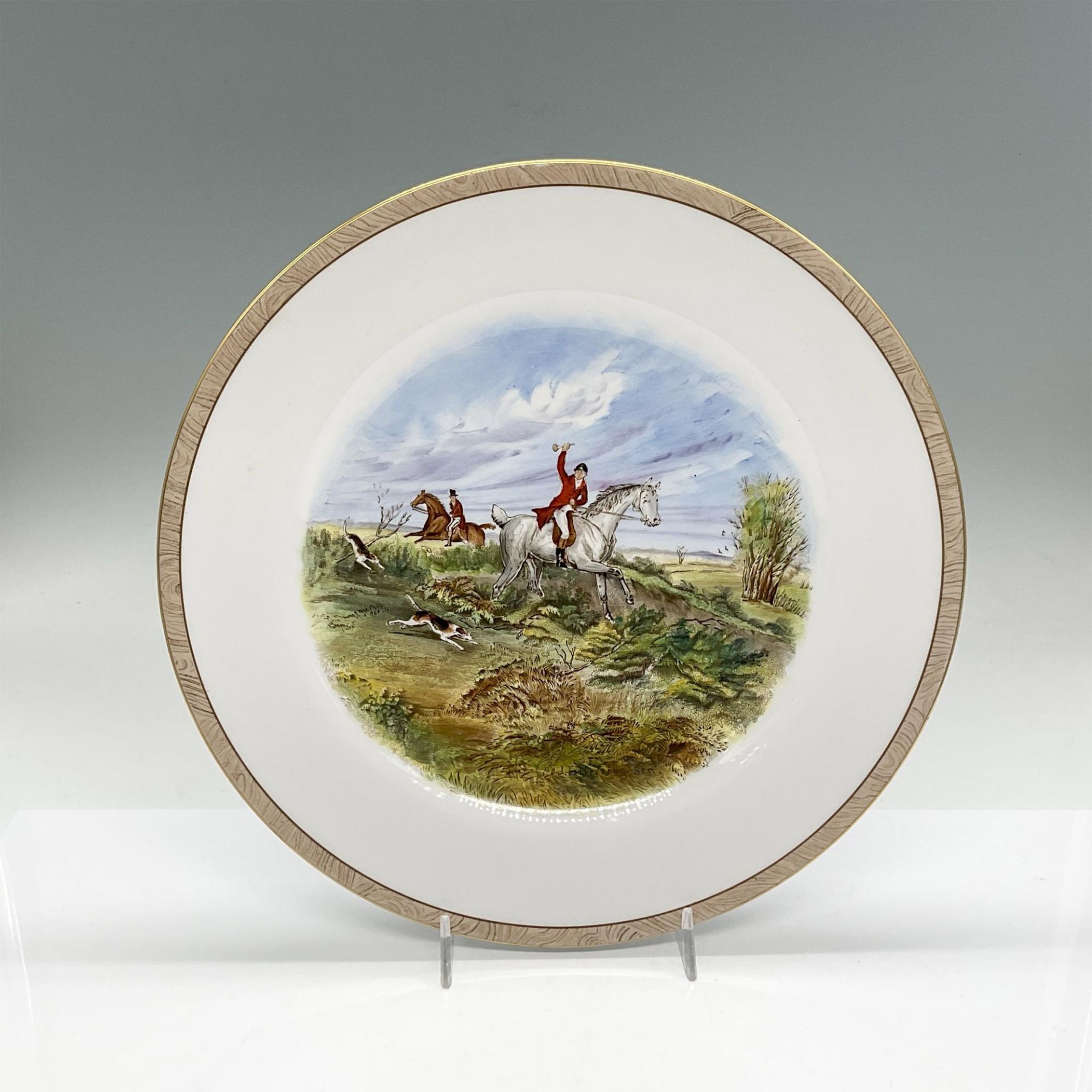 7pc Spode Salad Plates, J.F. Herring Fox-Hunt Paintings - Image 12 of 15